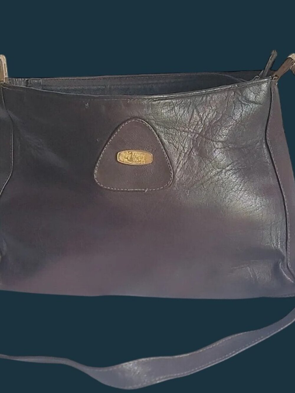 Rare Vtg Max Chaoul Couture Brown Leather Shoulder Bag Handbag Velvet Interior